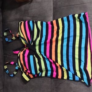 Coco Rave Black and Rainbow Tankini